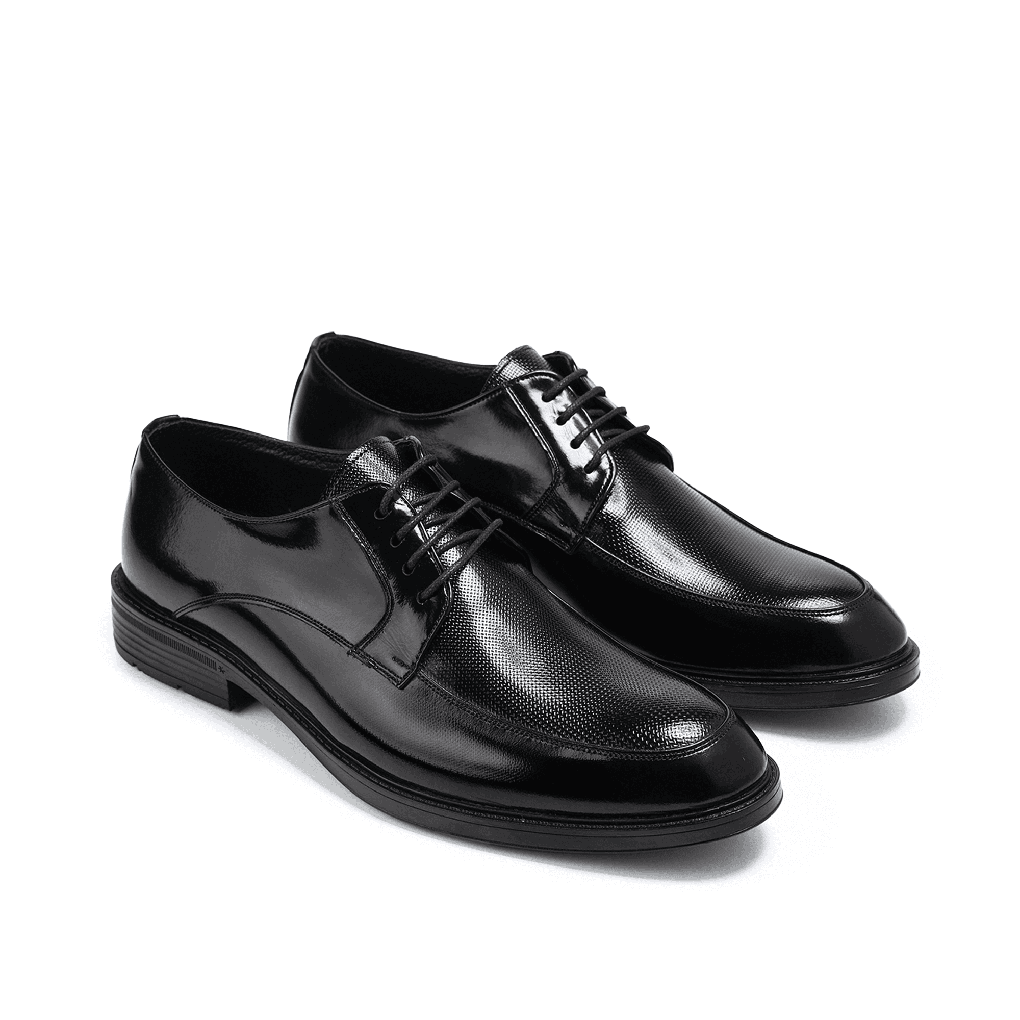 CUCA Moc Toe Glossy Derby Leather Shoes